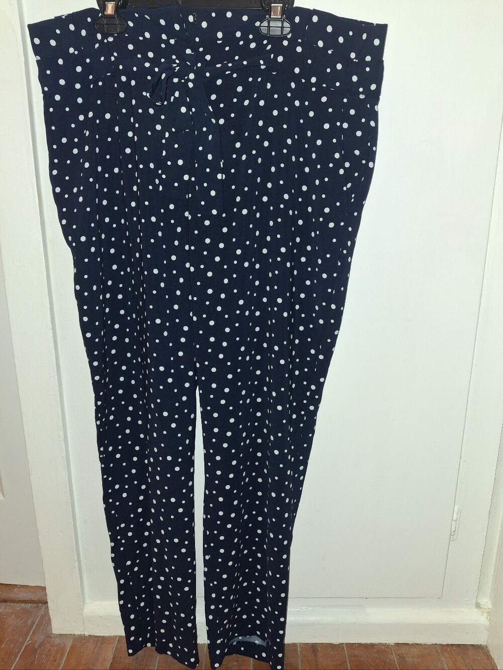 Polka Dot Flowy Pants- Navy/White